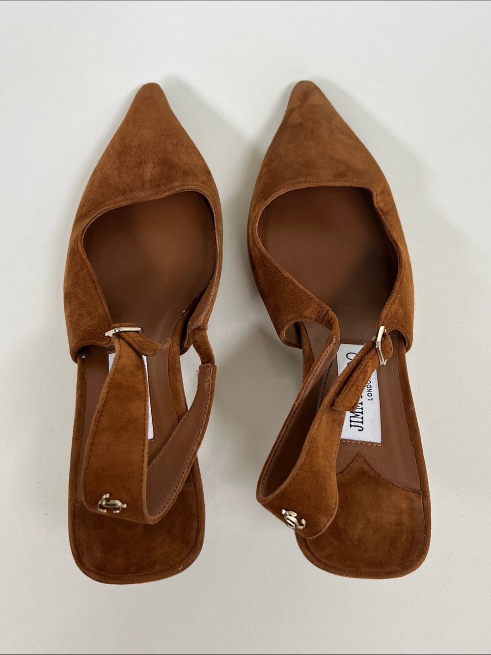 Jimmy Choo didi 45 caramel brown suede leather slingback pointed toe pumps 39 - Picture 5 of 10